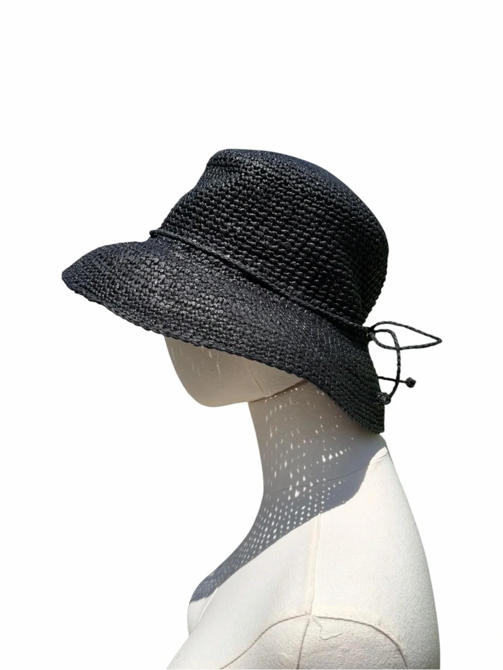 The Scala Collection Black Woven Straw Sun Hat Wide Brim Bucket Cloche One Size
